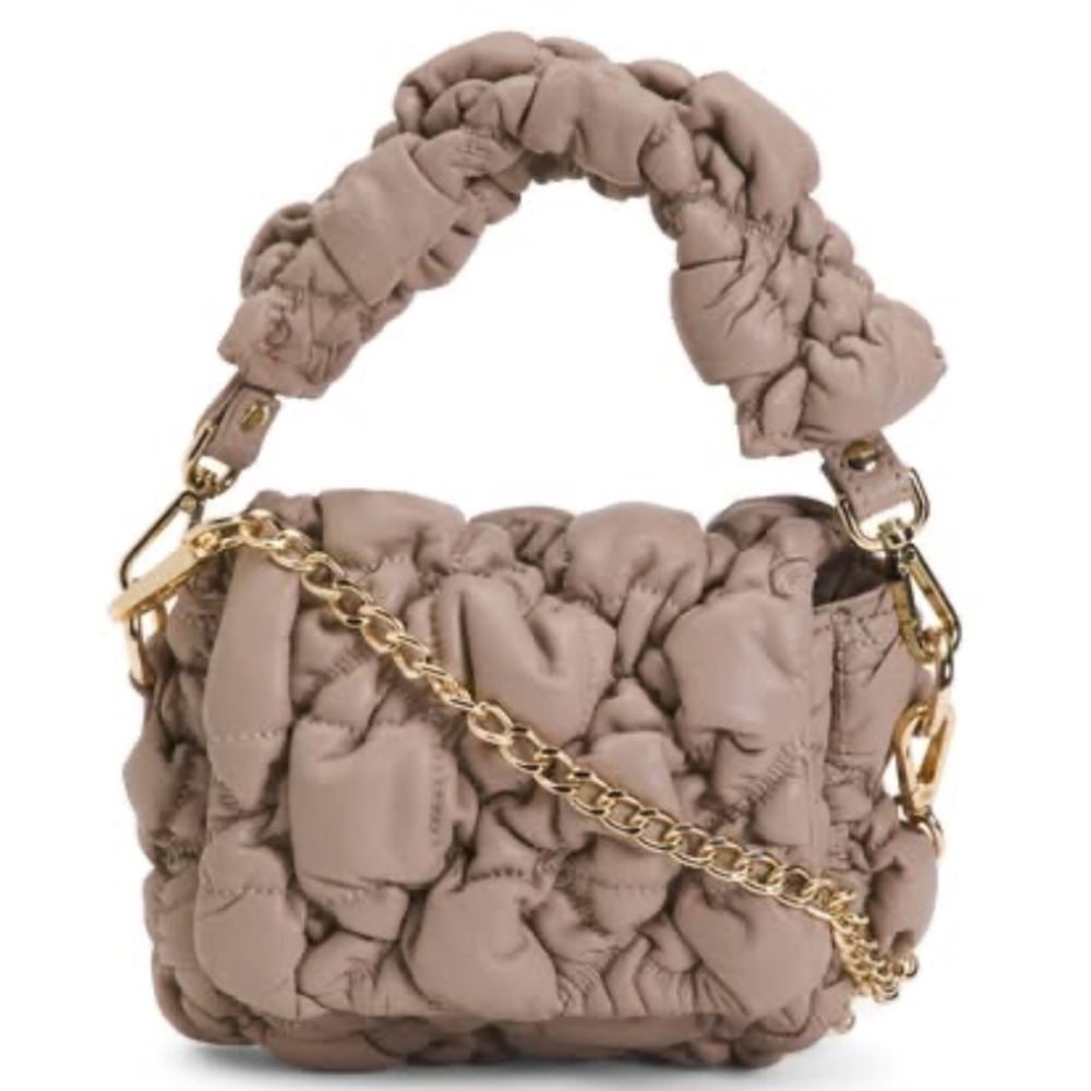 NWT LA VIA Made In Italy Leather Puffed Crossbody With Chain Detail - Picture 2 of 14